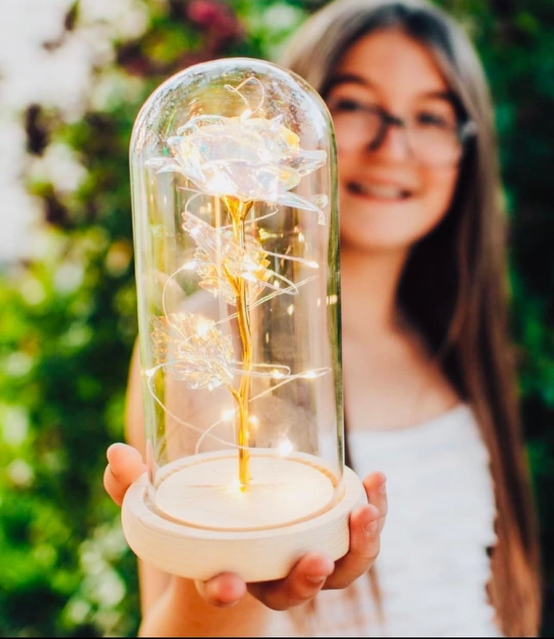 glass flower with love note