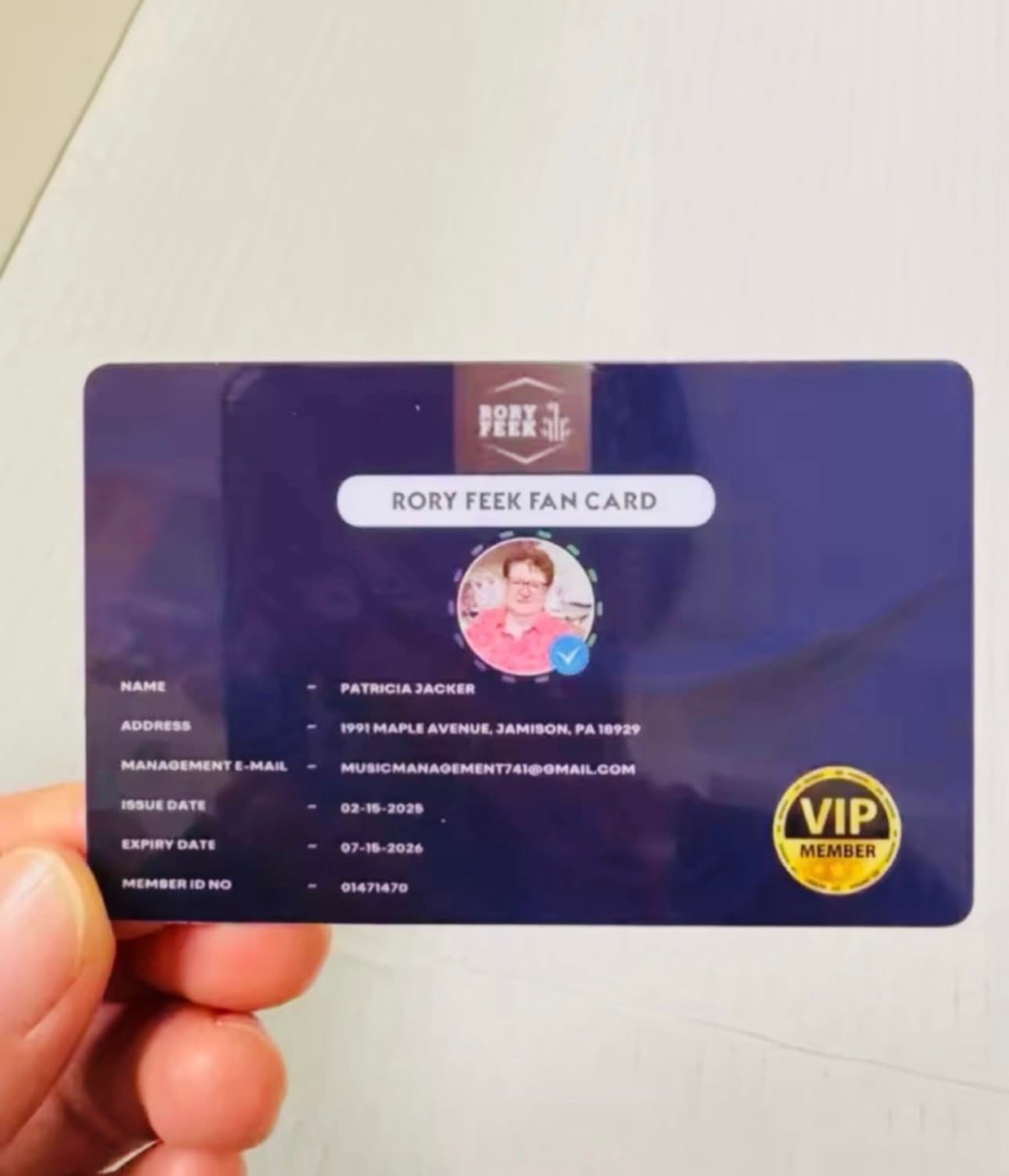 personalized membership fan card