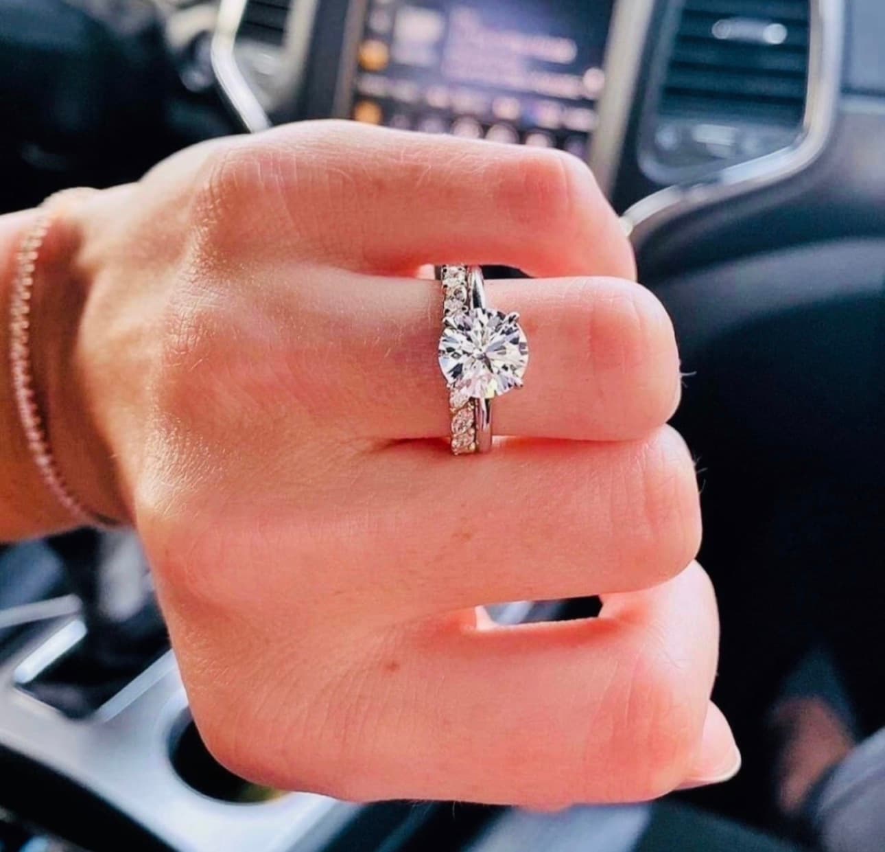 female engagement ring with note